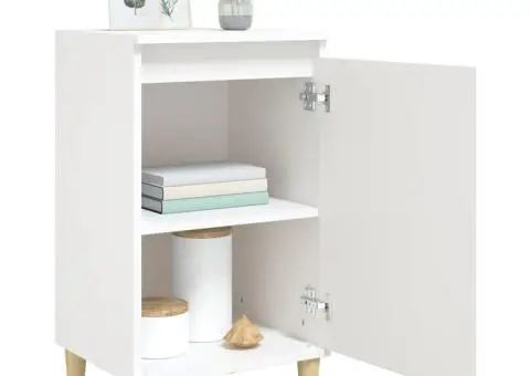 Noptiere, 2 buc, alb, 40x35x70 cm, lemn prelucrat - 4/5