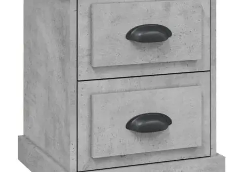 Noptieră, gri beton, 39x39x47,5 cm, lemn prelucrat - 2/5