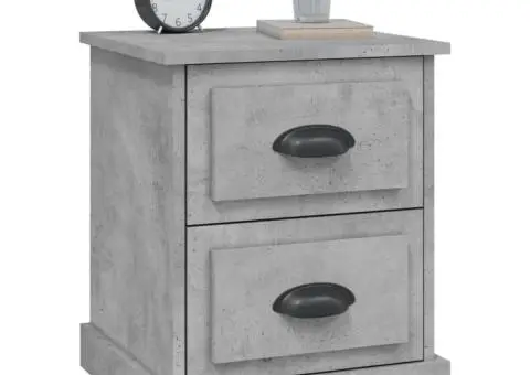 Noptieră, gri beton, 39x39x47,5 cm, lemn prelucrat - 4/5