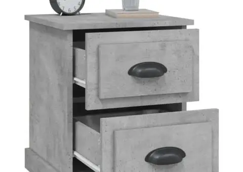 Noptieră, gri beton, 39x39x47,5 cm, lemn prelucrat - 5/5