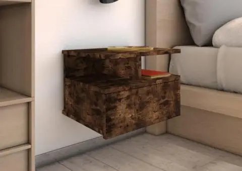 Noptieră plutitoare, stejar fumuriu, 40x31x27 cm lemn prelucrat - 1/5