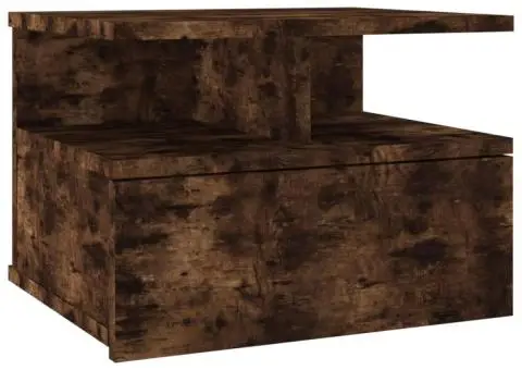 Noptieră plutitoare, stejar fumuriu, 40x31x27 cm lemn prelucrat - 2/5