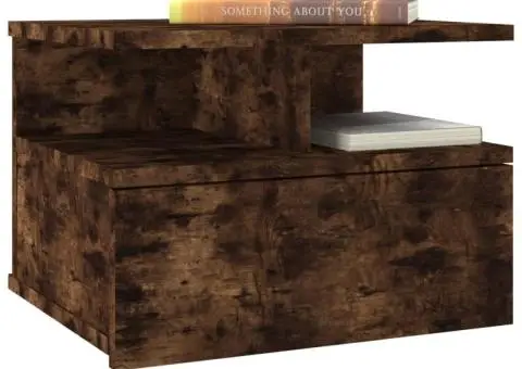 Noptieră plutitoare, stejar fumuriu, 40x31x27 cm lemn prelucrat - 3/5