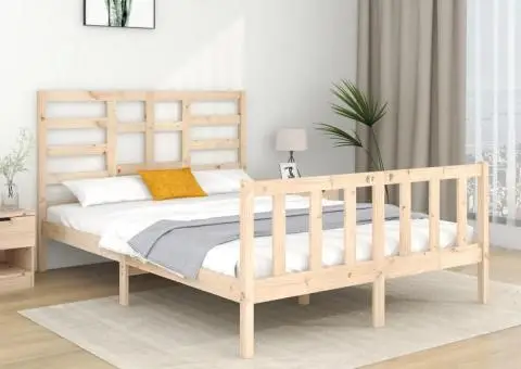 Cadru de pat mic dublu, 120x190 cm, lemn masiv - 1/5