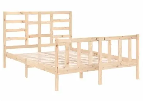Cadru de pat mic dublu, 120x190 cm, lemn masiv - 4/5