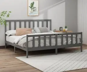 vidaXL Cadru de pat, gri , 200x200 cm, lemn masiv de pin