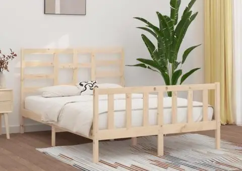 Cadru de pat fără saltea, 140x200 cm, lemn masiv pin - 1/5