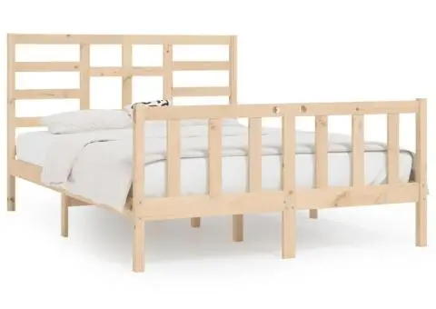 Cadru de pat fără saltea, 140x200 cm, lemn masiv pin - 2/5