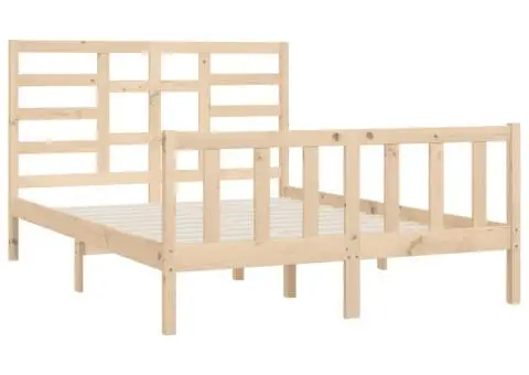 Cadru de pat fără saltea, 140x200 cm, lemn masiv pin - 4/5