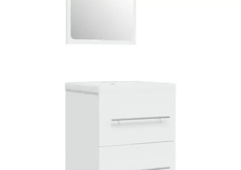 Dulap de chiuvetă cu bazin încorporat, alb, lemn prelucrat - 4/5