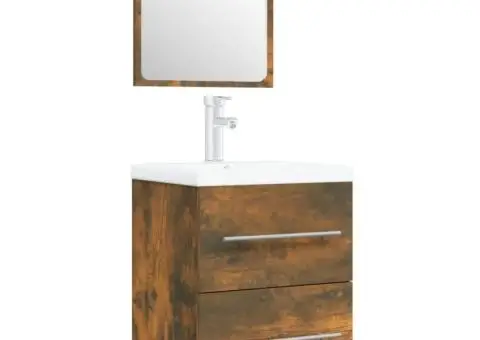 Dulap chiuvetă bazin încorporat stejar fumuriu lemn prelucrat - 2/5