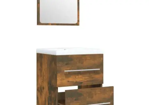 Dulap chiuvetă bazin încorporat stejar fumuriu lemn prelucrat - 5/5