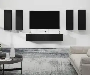 vidaXL Set dulap TV, 6 piese, negru, lemn prelucrat
