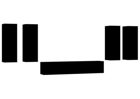 Set dulap TV, 6 piese, negru, lemn prelucrat - 2/5