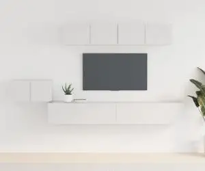 vidaXL Set dulap TV, 5 piese, alb, lemn prelucrat