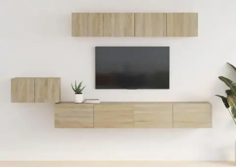 Set dulap TV, 5 piese, stejar sonoma, lemn prelucrat - 1/5