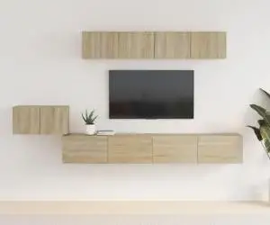 vidaXL Set dulap TV, 5 piese, stejar sonoma, lemn prelucrat