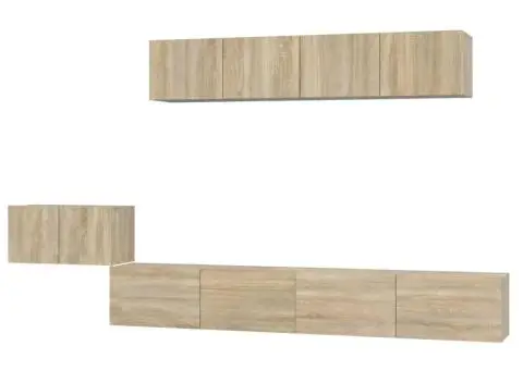 Set dulap TV, 5 piese, stejar sonoma, lemn prelucrat - 2/5