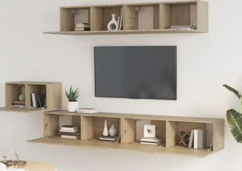 Set dulap TV, 5 piese, stejar sonoma, lemn prelucrat - 3/5