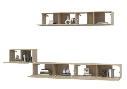 Set dulap TV, 5 piese, stejar sonoma, lemn prelucrat - 4/5