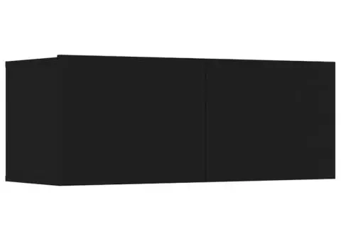Set dulap TV, 7 piese, negru, lemn prelucrat - 5/5