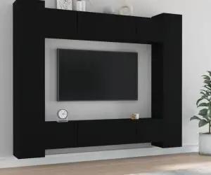 vidaXL Set dulap TV, 8 piese, negru, lemn prelucrat
