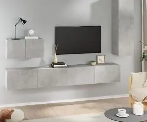 vidaXL Set dulap TV, 4 piese, gri beton, lemn prelucrat