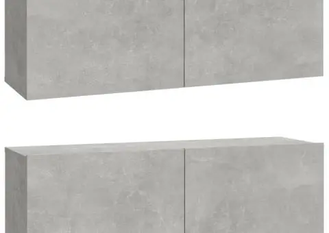 Set dulap TV, 4 piese, gri beton, lemn prelucrat - 5/5