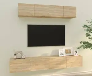 vidaXL Set dulap TV, 4 piese, stejar sonoma, lemn prelucrat