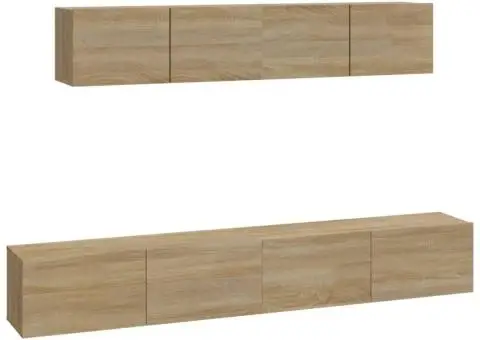 Set dulap TV, 4 piese, stejar sonoma, lemn prelucrat - 2/5