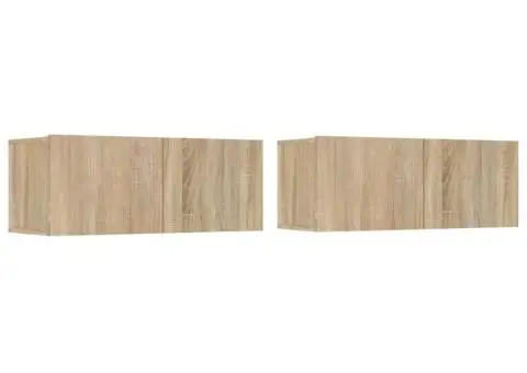 Set dulap TV, 4 piese, stejar sonoma, lemn prelucrat - 3/5