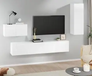 vidaXL Set dulap TV, 4 piese, alb, lemn prelucrat