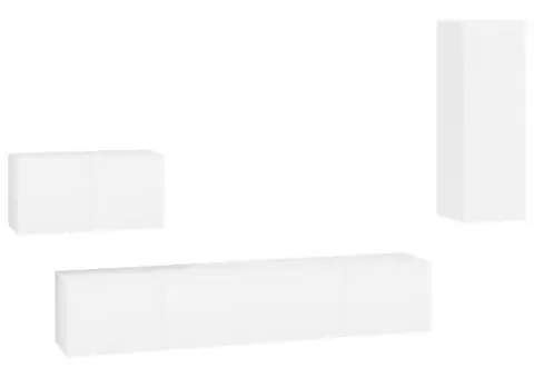 Set dulap TV, 4 piese, alb, lemn prelucrat - 2/5