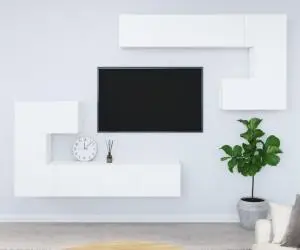 vidaXL Dulap TV montat pe perete, alb, lemn prelucrat