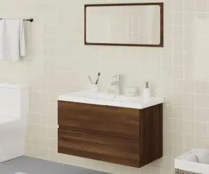 vidaXL Set de mobilier de baie, stejar maro, lemn prelucrat