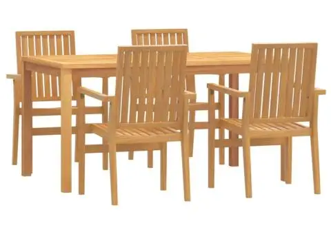 Set masă pentru grădină, lemn masiv de tec, 5 piese - 2/5