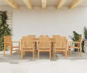 vidaXL Set mobilier de grădină, 9 piese, lemn masiv de tec