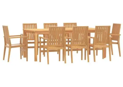 Set mobilier de grădină, 9 piese, lemn masiv de tec - 2/5