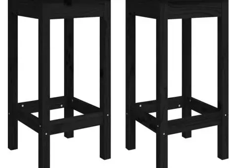 Set mobilier de bar, 5 piese, negru, lemn masiv de pin - 3/5