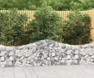 vidaXL Coșuri gabion arcuite 5 buc, 200x30x60/80 cm, fier galvanizat