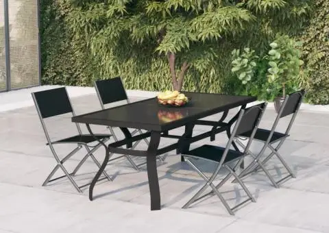 Set de servit masa pentru grădină, 5 piese, gri și negru - 1/5