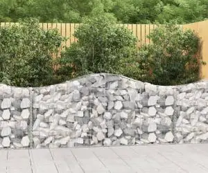 vidaXL Coșuri gabion arcuite 15 buc, 200x30x80/100cm, fier galvanizat