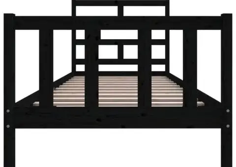 Cadru de pat, 100x200 cm, negru, lemn masiv de pin - 4/5