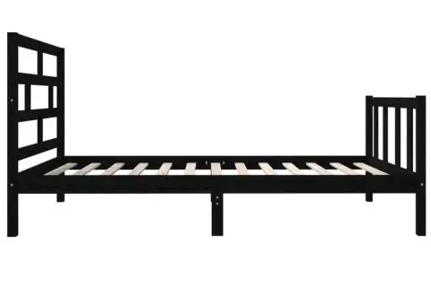 Cadru de pat, 100x200 cm, negru, lemn masiv de pin - 5/5