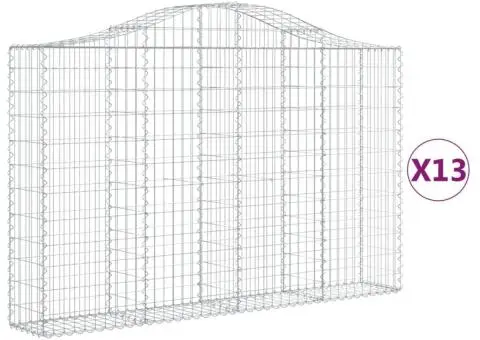 Coșuri gabion arcuite 13 buc, 200x30x120/140cm, fier galvanizat - 2/5