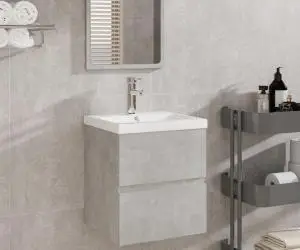vidaXL Dulap de baie cu oglindă, gri beton, lemn prelucrat