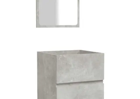 Dulap de baie cu oglindă, gri beton, lemn prelucrat - 2/5