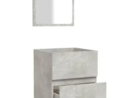 Dulap de baie cu oglindă, gri beton, lemn prelucrat - 5/5