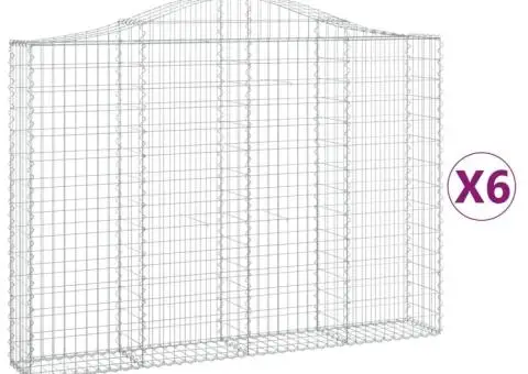 Coșuri gabion arcuite 6 buc, 200x30x140/160cm, fier galvanizat - 2/5