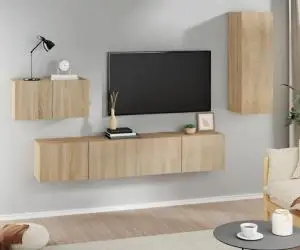 vidaXL Set dulap TV, 4 piese, stejar sonoma, lemn prelucrat
